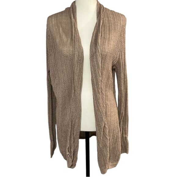 Tahari XL tan linen open cardigan EUC - Picture 3 of 8